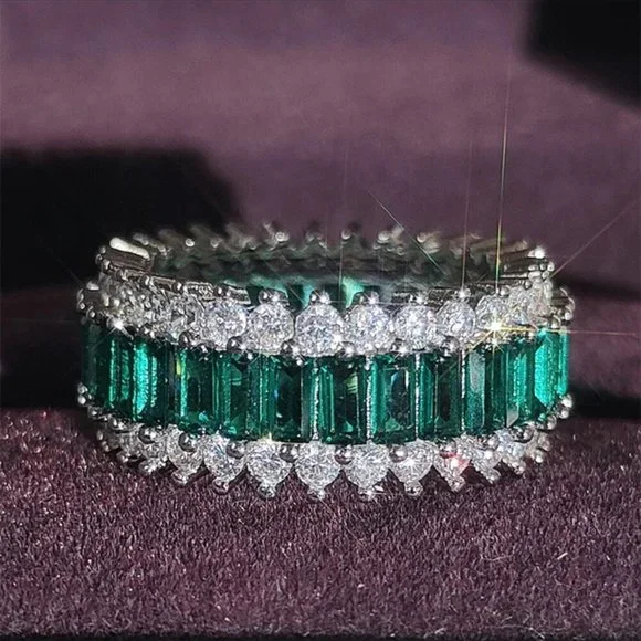 NEW ETERNITY BAND S925 STERLING SILVER DIAMOND RING - Picture 1 of 4